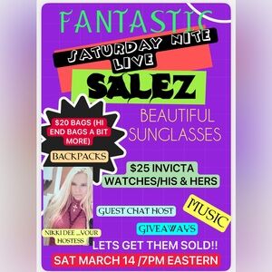 $25 INVICTA WATCHES/ $25 BAGS / JEWELRY/ LOW STARTS/ GIVEYS /MUSIC & FUN